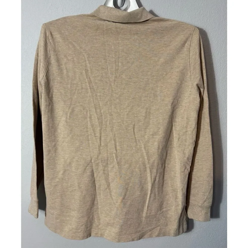 Polo Ralph Lauren Men Shirt XL Beige Long Sleeve Cotton Polo